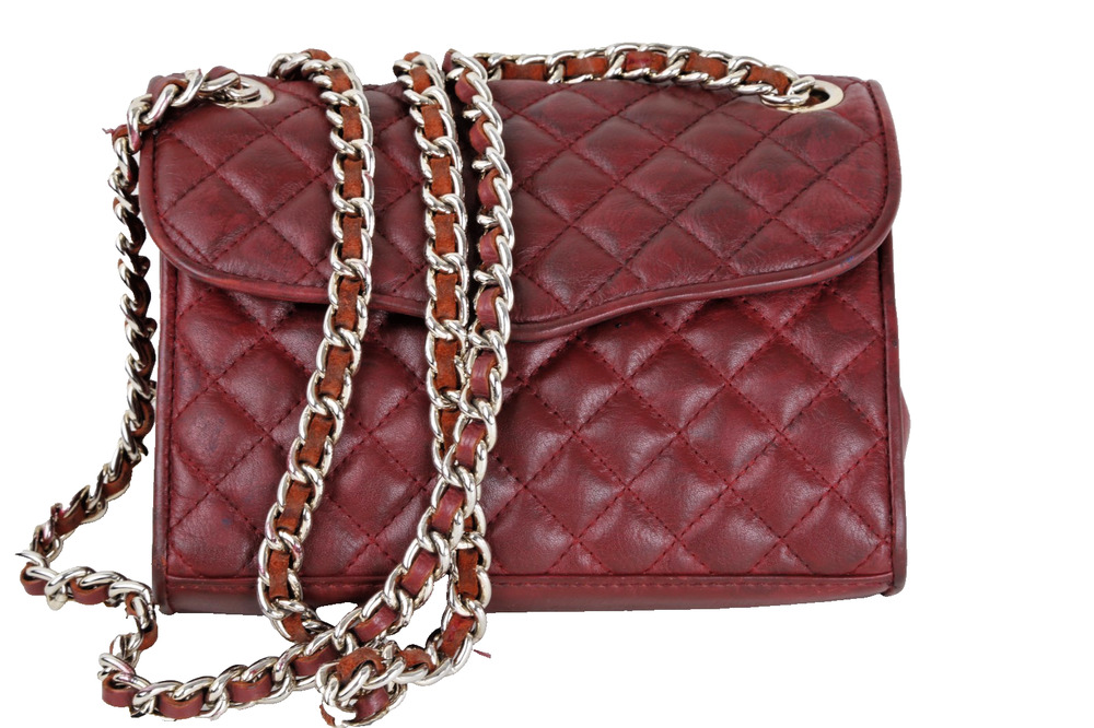 Rebecca Minkoff Quilted Affair Burgundy Leather Chain Shoulder Crossbody Bag